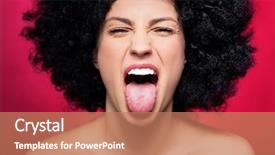  Presentation with tongue - Presentation theme having woman sticking her tongue background and a coral colored foreground