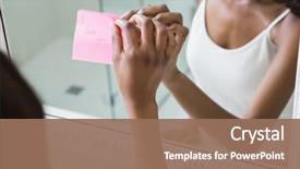  Presentation with mirror reflection - PPT layouts featuring woman sticking i love background and a coral colored foreground