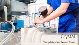  Presentation with workshop - PPT theme enhanced with woman stonemason carving pillar background and a sky blue colored foreground