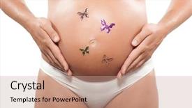  Presentation with pregnant - Audience pleasing presentation theme consisting of woman stress anxious with butterfly backdrop and a  colored foreground