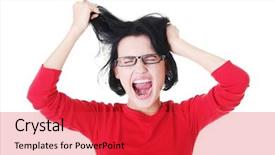  Presentation with stressed - PPT layouts having woman stressed is going crazy background and a red colored foreground