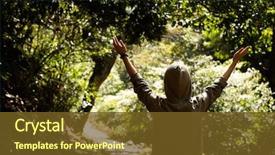  Presentation with stretch - Cool new theme with woman stretch and feel free backdrop and a tawny brown colored foreground