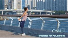  Presentation with stretch - Slides consisting of woman-stretch-legs-before-running background and a ocean colored foreground