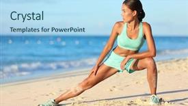  Presentation with woman runner - Cool new presentation with woman stretching legs with lung backdrop and a light blue colored foreground