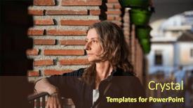  Presentation with sol - Presentation design featuring woman-strolling-in-picturesque-village background and a tawny brown colored foreground