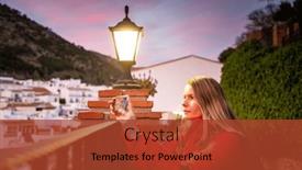  Presentation with sol - Presentation with woman-strolling-in-picturesque-village background and a red colored foreground