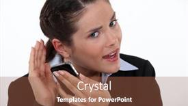  Presentation with hear - Colorful theme enhanced with woman-struggling-to-hear-telephone backdrop and a tawny brown colored foreground