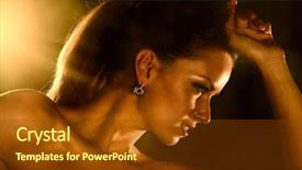  Presentation with golden woman - Audience pleasing slides consisting of woman studio fashion portrait dark backdrop and a  colored foreground