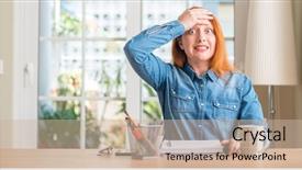  Presentation with face head in anatomy - Audience pleasing PPT layouts consisting of woman studying at home stress backdrop and a  colored foreground