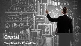  Presentation with wall - Amazing presentation theme having woman success ladder - rear view of businesswoman looking backdrop and a  colored foreground