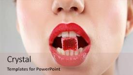  Presentation with sweet candy - Slides enhanced with woman sucking cute sweet candy background and a coral colored foreground