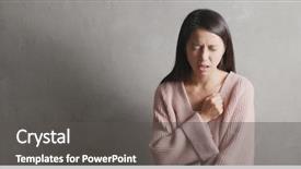  Presentation with heart attack - Presentation theme with woman suffer from heart attack background and a dark gray colored foreground