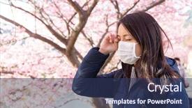  Presentation with pollen - Colorful slide set enhanced with woman suffer from pollen allergy backdrop and a ocean colored foreground