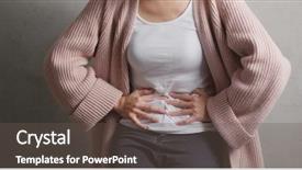  Presentation with stomach - Slides consisting of medical digestion - woman suffer from stomach pain background and a tawny brown colored foreground