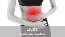  Presentation with abdominal - Amazing presentation design having woman suffering from abdominal pain backdrop and a gray colored foreground
