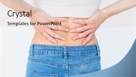  Presentation with back pain - Audience pleasing presentation design consisting of woman suffering from back pain backdrop and a  colored foreground