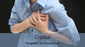  Presentation with heart attack - Cool new theme with woman suffering from chest pain backdrop and a seafoam green colored foreground