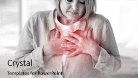  Presentation with heart attack - Cool new slide deck with woman suffering from chest pain backdrop and a light gray colored foreground