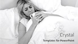  Presentation with cold coffee - Presentation enhanced with woman suffering from cold having coffee in bed background and a light gray colored foreground