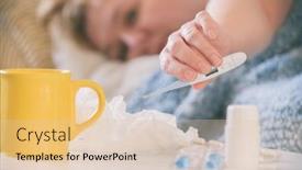  Presentation with medicines - Presentation design having woman-suffering-from-coronavirus-flu background and a lemonade colored foreground