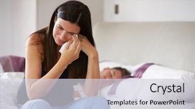  Presentation with woman crying - Colorful PPT theme enhanced with woman suffering from depression sitting backdrop and a lemonade colored foreground