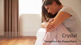  Presentation with depression - Presentation theme enhanced with woman suffering from depression sitting background and a coral colored foreground