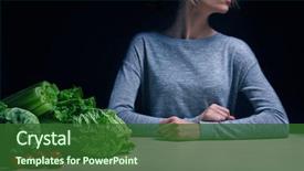  Presentation with eating disorder - Colorful PPT theme enhanced with woman suffering from eating disorder backdrop and a forest green colored foreground