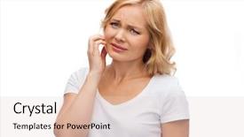  Presentation with dermatology - PPT theme with woman suffering from face inch background and a lemonade colored foreground