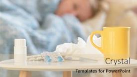  Presentation with medicines - Audience pleasing PPT theme consisting of woman-suffering-from-flu backdrop and a lemonade colored foreground