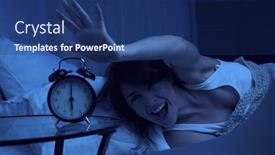  Presentation with insomnia - Presentation design featuring woman-suffering-from-insomnia-lying background and a ocean colored foreground