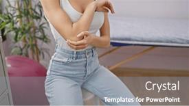  Presentation with rehab clinic - PPT theme having woman-suffering-from-intense-elbow and a gray colored foreground