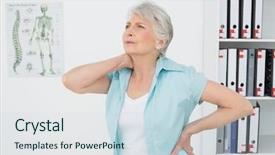  Presentation with pain - Presentation design featuring woman suffering from neck pain background and a  colored foreground