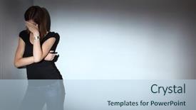  Presentation with depression lighith chairet w - Beautiful presentation theme featuring woman suffering from severe depression backdrop and a sky blue colored foreground