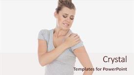  Presentation with shoulder pain - PPT theme consisting of woman suffering from shoulder pain background and a lemonade colored foreground