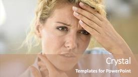  Presentation with middle ages - Cool new presentation theme with woman suffers - middle-aged woman suffering headache backdrop and a  colored foreground