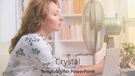  Presentation with heat - PPT theme enhanced with woman-suffers-from-heat background and a soft green colored foreground