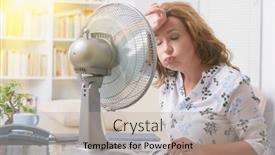  Presentation with heat - PPT layouts having woman-suffers-from-heat background and a mint green colored foreground