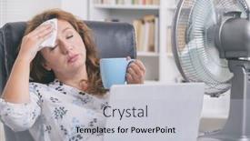  Presentation with heat - Colorful presentation theme enhanced with woman-suffers-from-heat backdrop and a light gray colored foreground