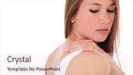  Presentation with young - Colorful slides enhanced with woman suffers from neck pain backdrop and a lemonade colored foreground