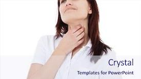  Presentation with young sing woman singing young - Beautiful PPT theme featuring woman suffers from sore throat backdrop and a sky blue colored foreground