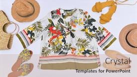  Presentation with palm leaves - Presentation theme having woman-summer-blouse-with-floral background and a soft green colored foreground