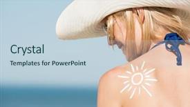  Presentation with sunscreen - PPT layouts with woman sunbathing with a sunscreen background and a lemonade colored foreground