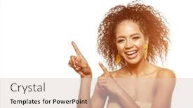  Presentation with beauty product - Theme having woman-surprise-showing-presenting-product background and a lemonade colored foreground