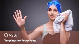  Presentation with swimmer - Beautiful theme featuring woman swimmer against grey background backdrop and a coral colored foreground