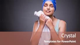  Presentation with swimmer - Cool new presentation theme with woman swimmer against grey background backdrop and a coral colored foreground