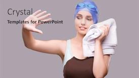  Presentation with swimmer - Cool new slides with woman swimmer against grey background backdrop and a light gray colored foreground