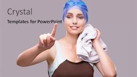  Presentation with swimmer - Cool new slides with woman swimmer against grey background backdrop and a light gray colored foreground