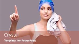  Presentation with swimmer - Presentation design consisting of woman swimmer against grey background background and a coral colored foreground