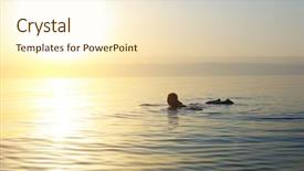  Presentation with sea water - Colorful PPT theme enhanced with woman swimming in a salt backdrop and a  colored foreground