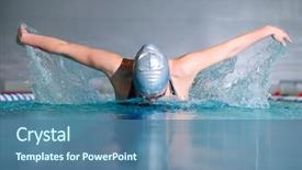  Presentation with stroke - Colorful PPT theme enhanced with woman swims using the butterfly backdrop and a ocean colored foreground